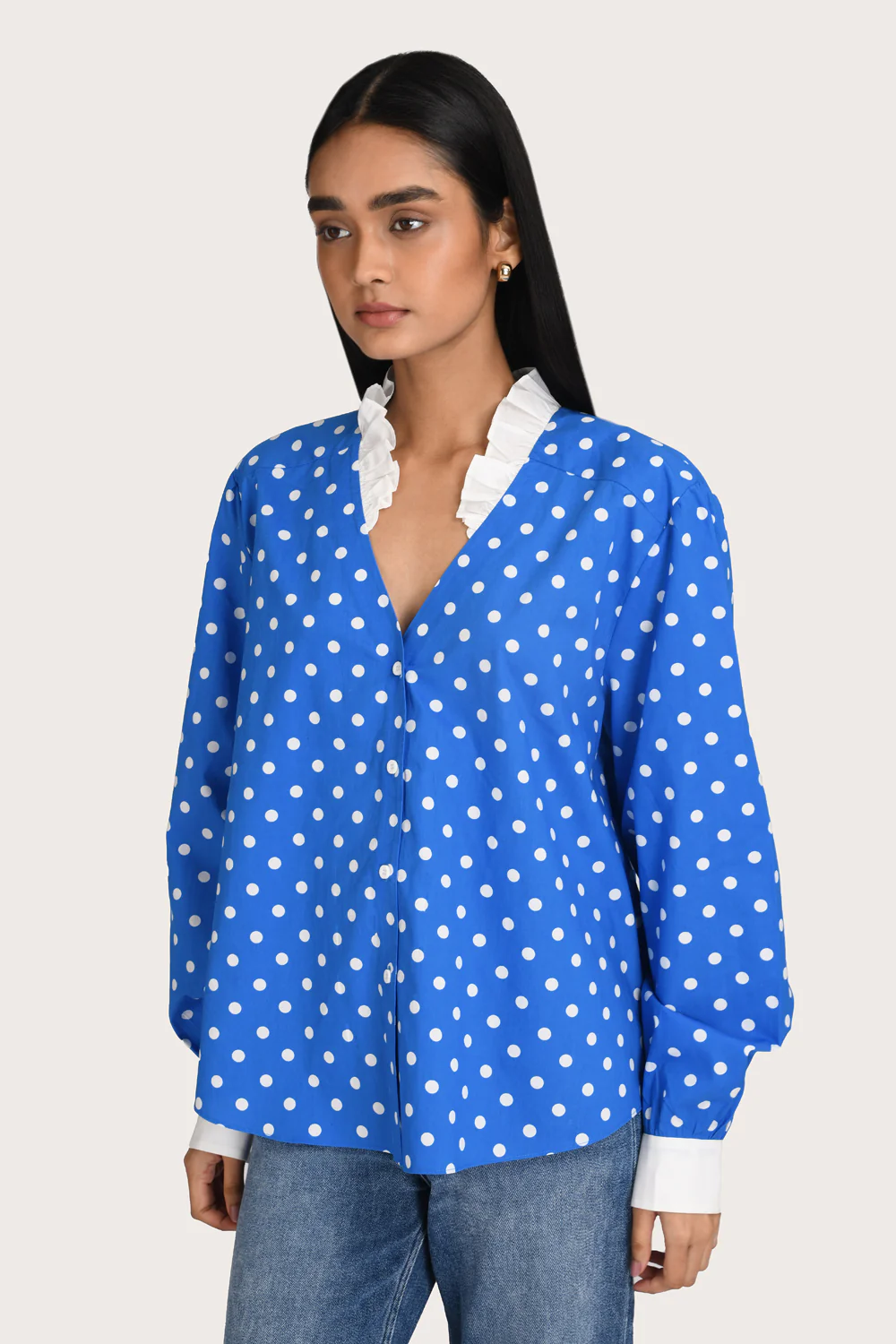 Addie Blouse - Blue Polka - Image 3