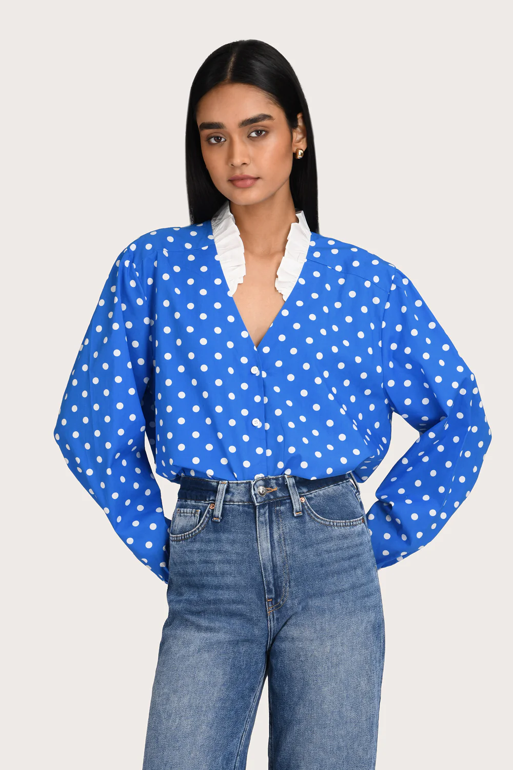 Addie Blouse - Blue Polka - Image 5