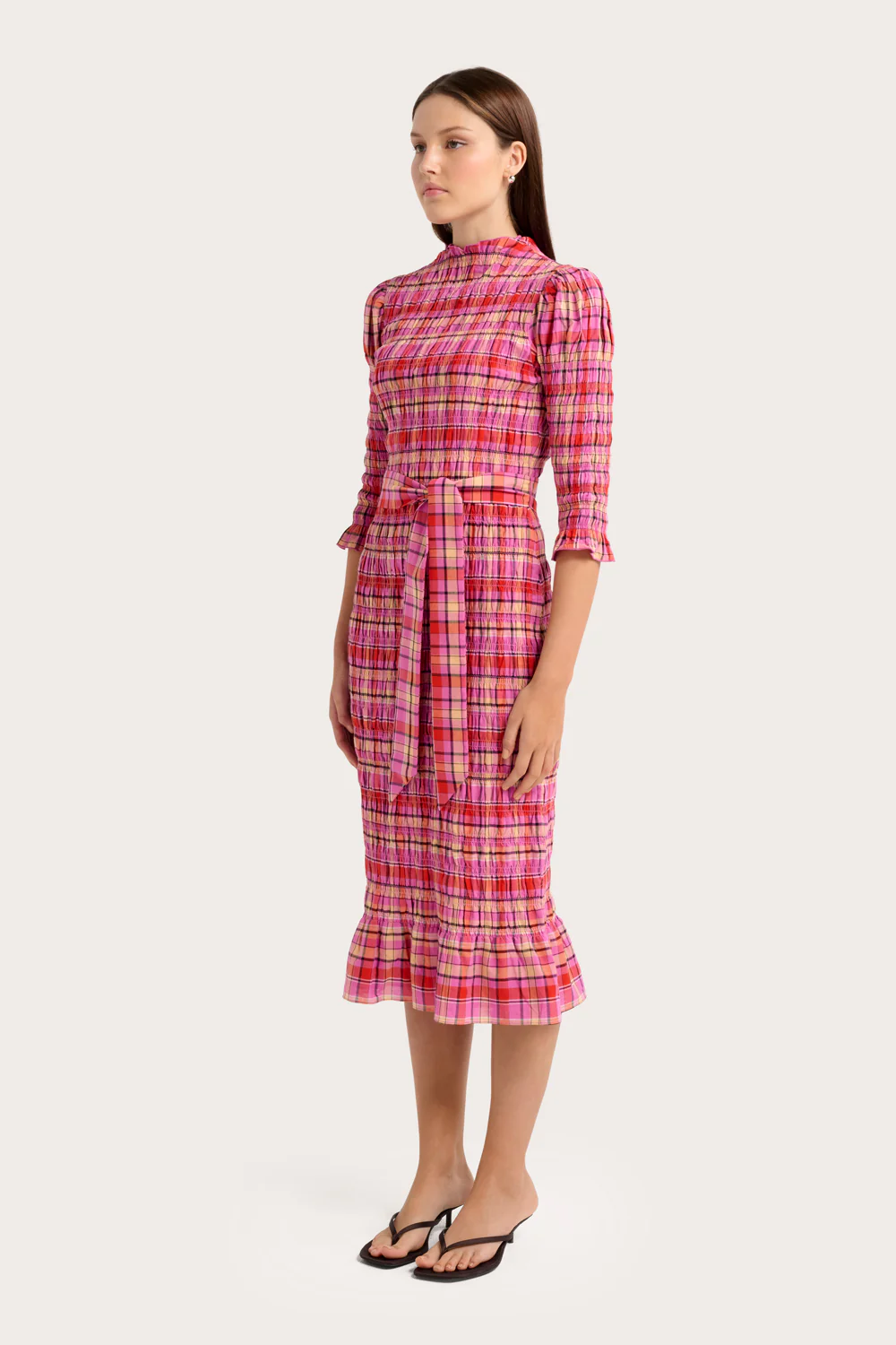 Amalia Dress - Merlot Check - Image 3