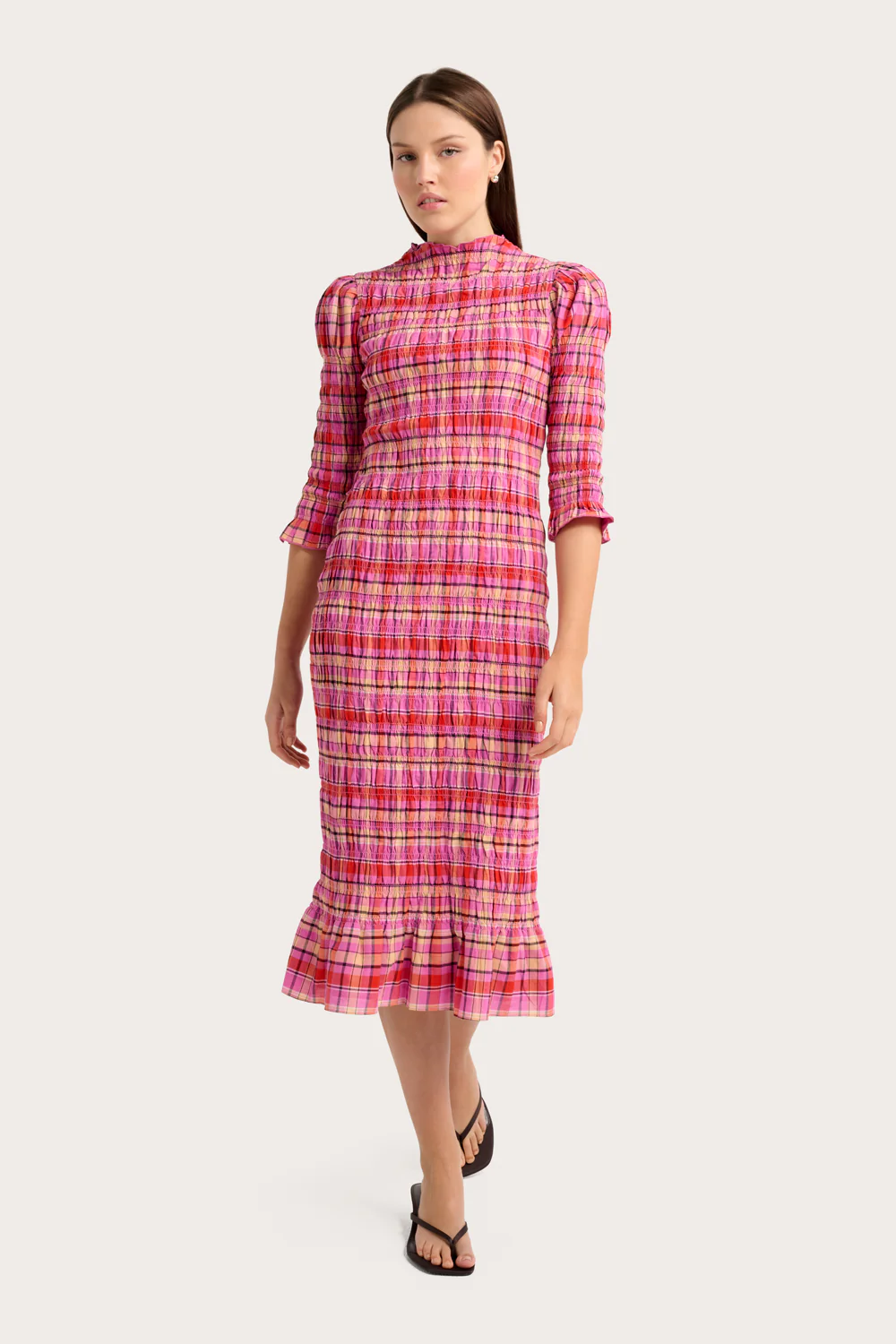Amalia Dress - Merlot Check - Image 5