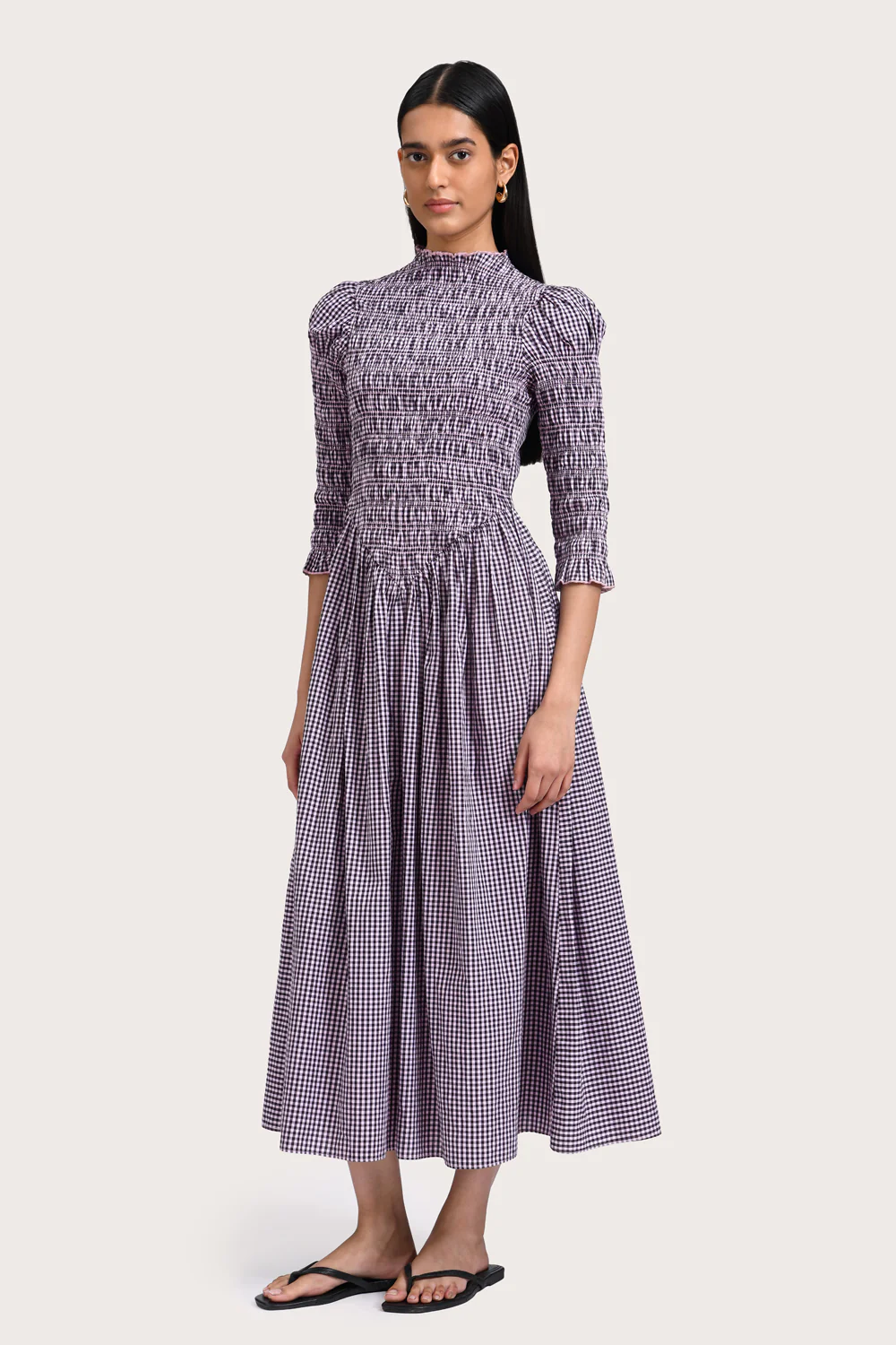 Ana Midi Dress - Black Blush Gingham - Image 3
