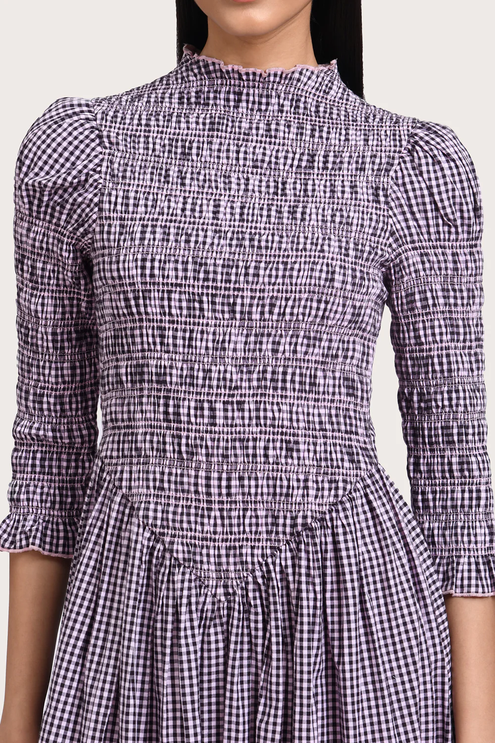 Ana Midi Dress - Black Blush Gingham - Image 4
