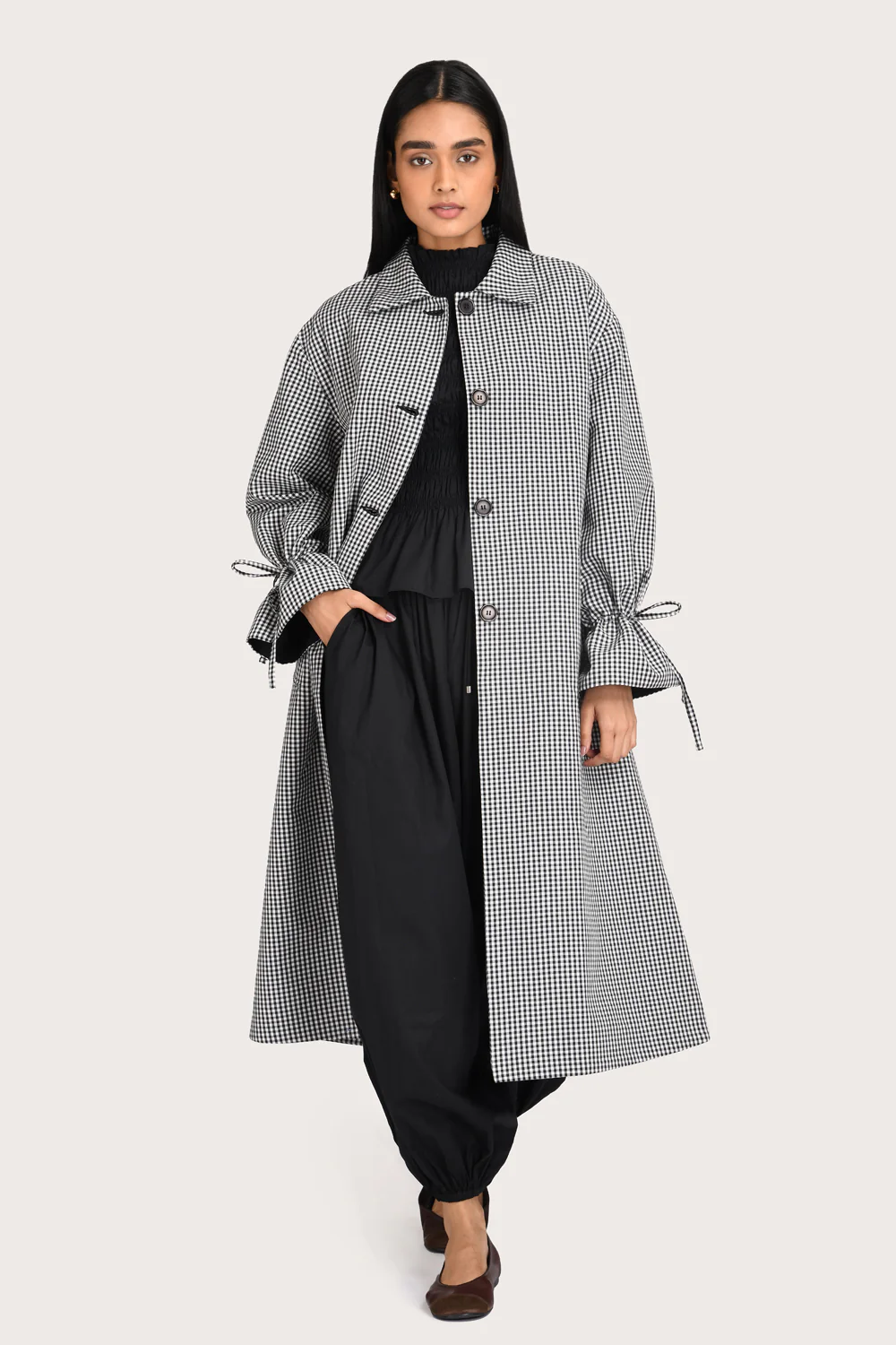 Bella Trench - Noir Gingham - Image 3