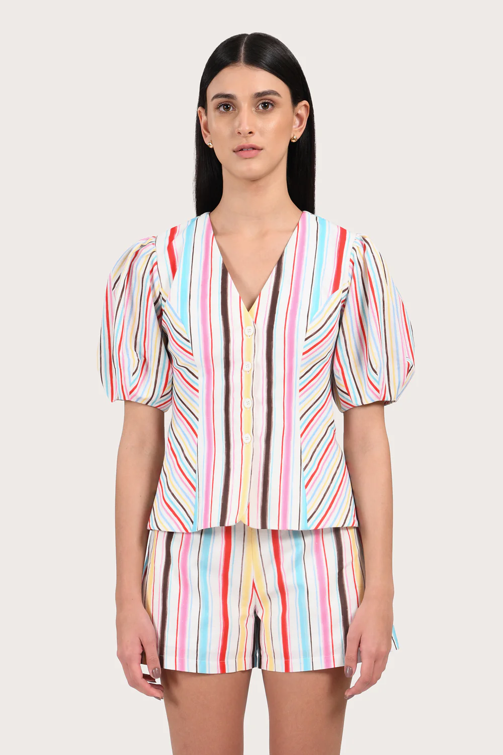 Bruna Blouse - Rainbow Stripe