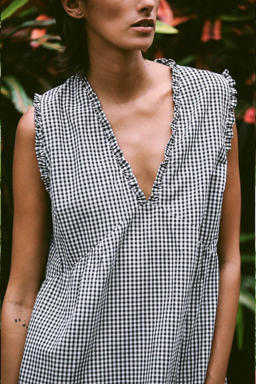 Camila Mini Dress - Noir Gingham - Image 4