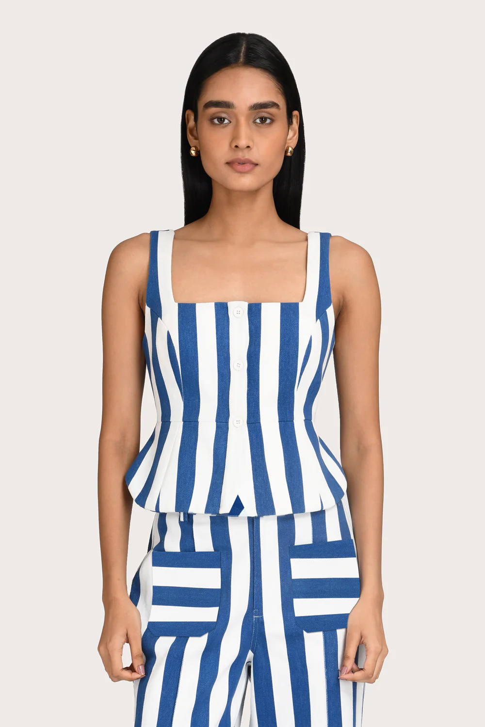 Elsie Top - Lapis Stripe