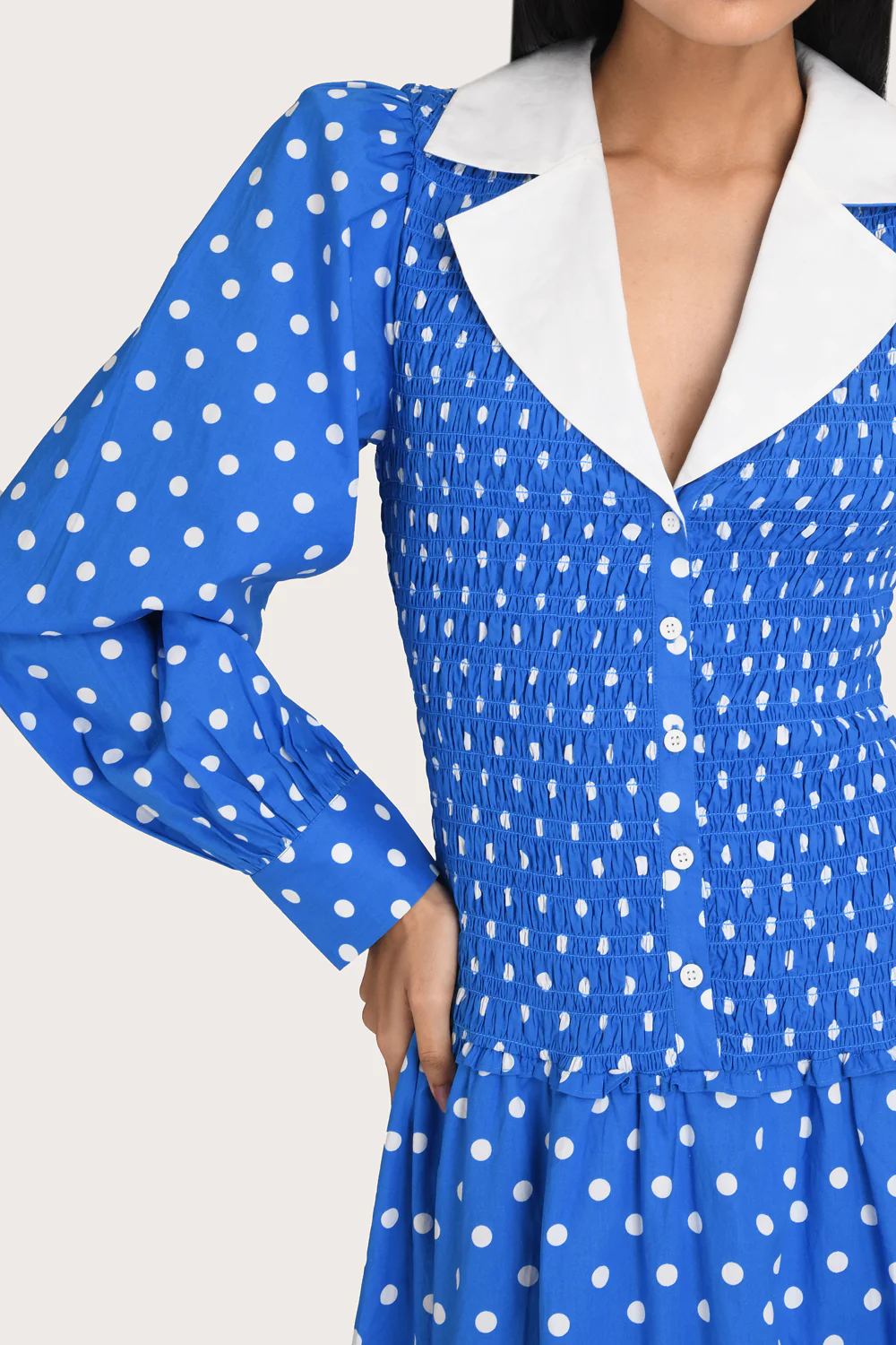 Jemma Dress - Blue Polka - Image 3