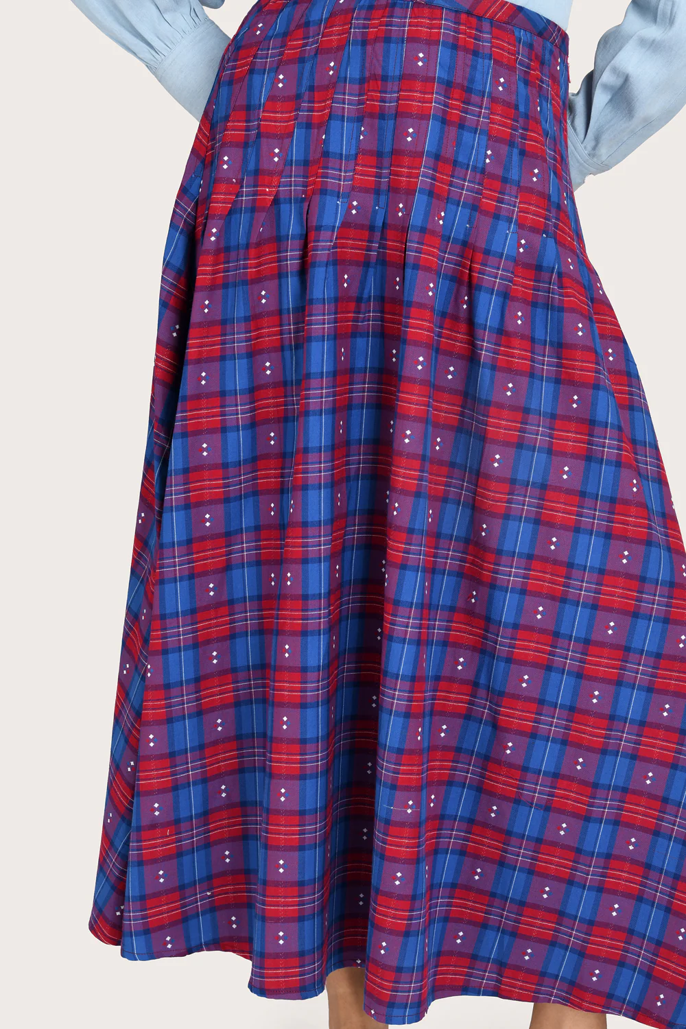 Maya Midi Skirt - Bordeaux Check - Image 3