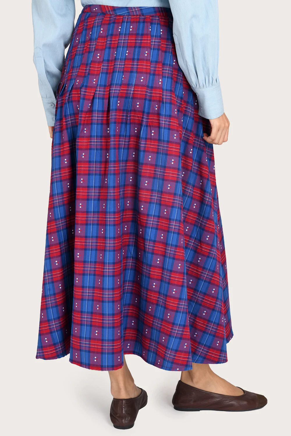 Maya Midi Skirt - Bordeaux Check - Image 6