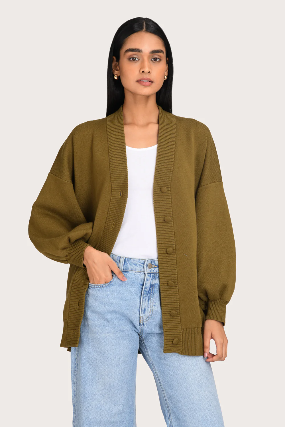 Olea Knit Cardi - Moss - Image 6