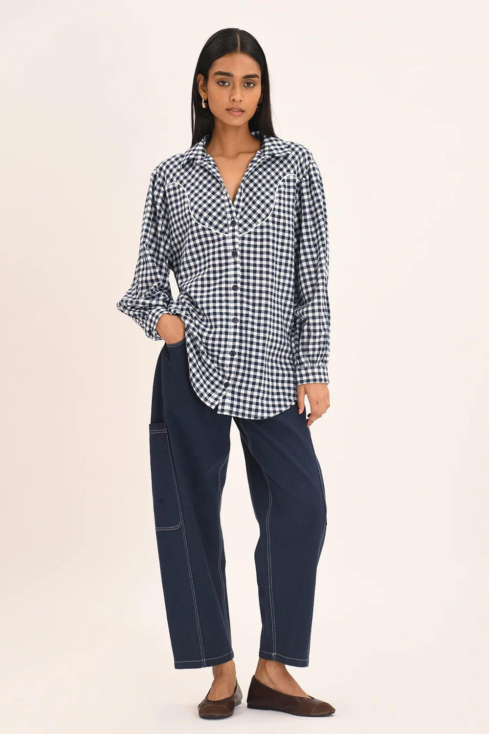 Solene Shirt - Indigo Check - Image 3