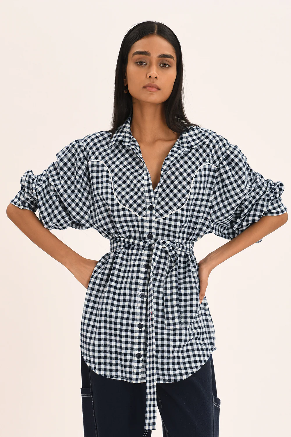 Solene Shirt - Indigo Check - Image 4