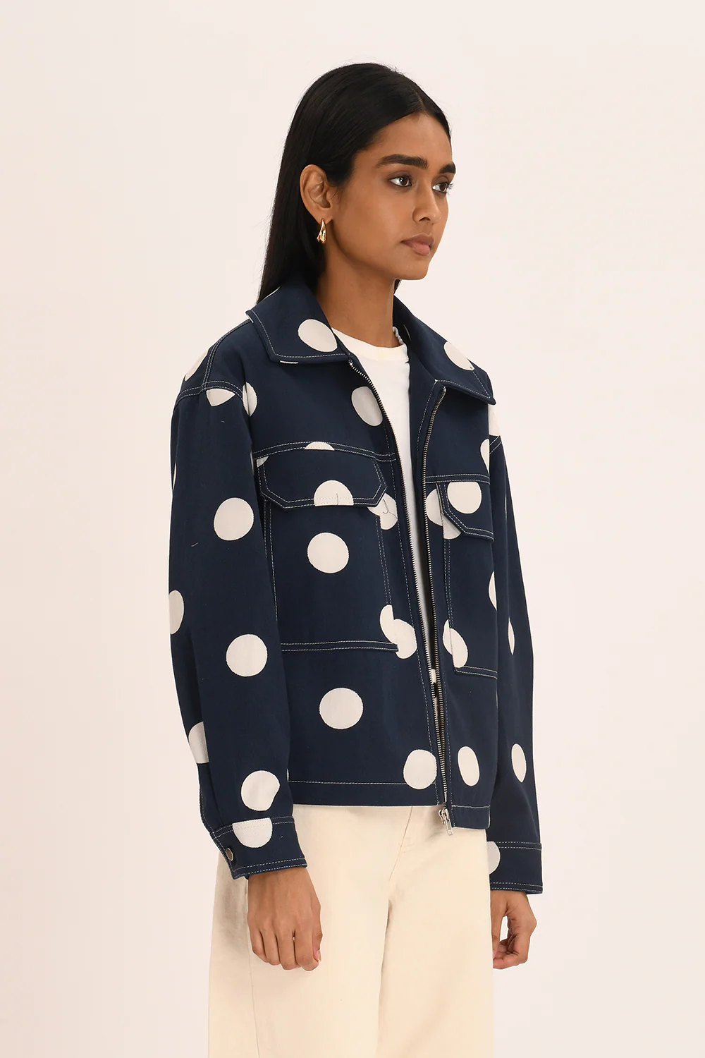 Zelie Jacket - Navy Polka - Image 3
