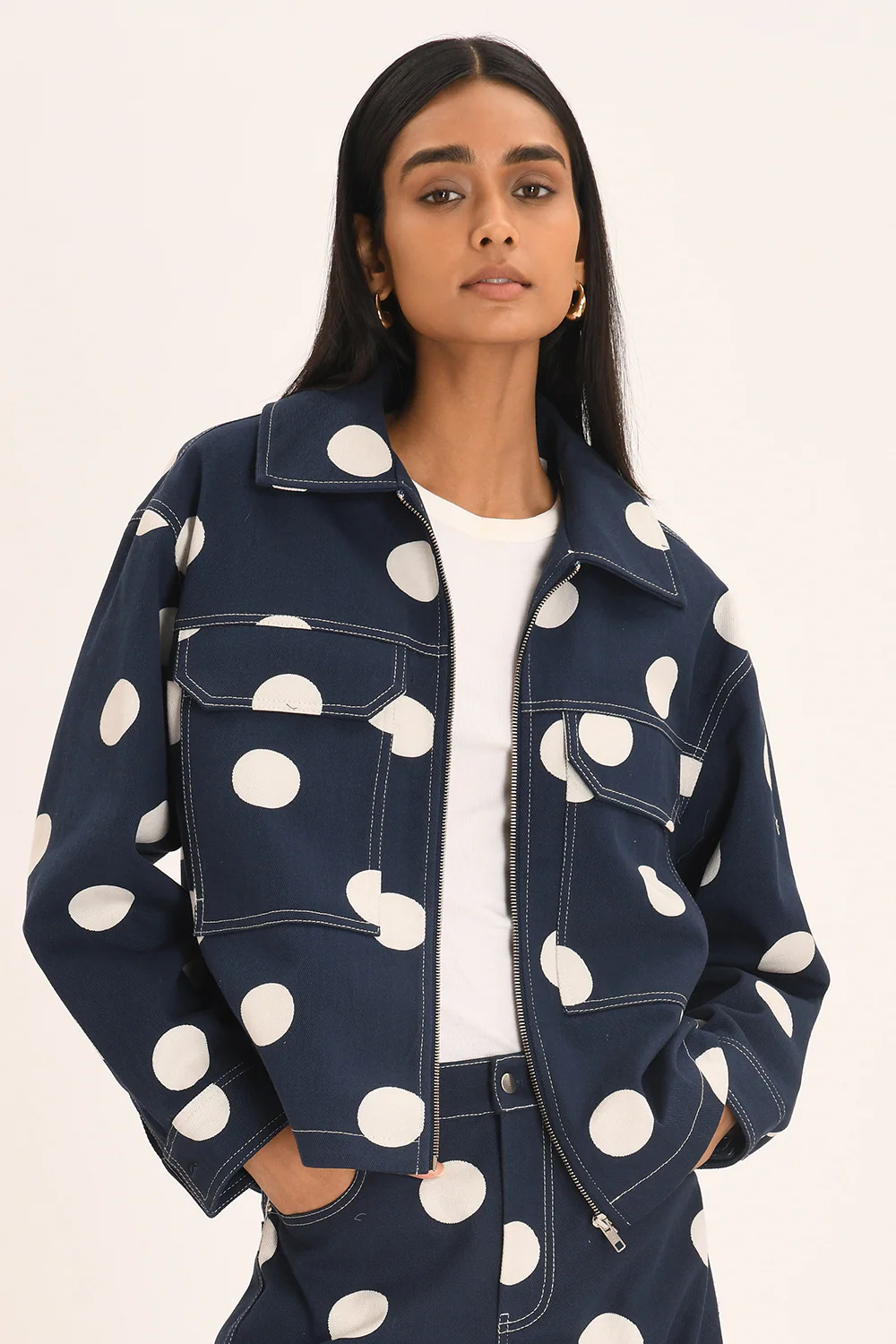 Zelie Jacket - Navy Polka - Image 4
